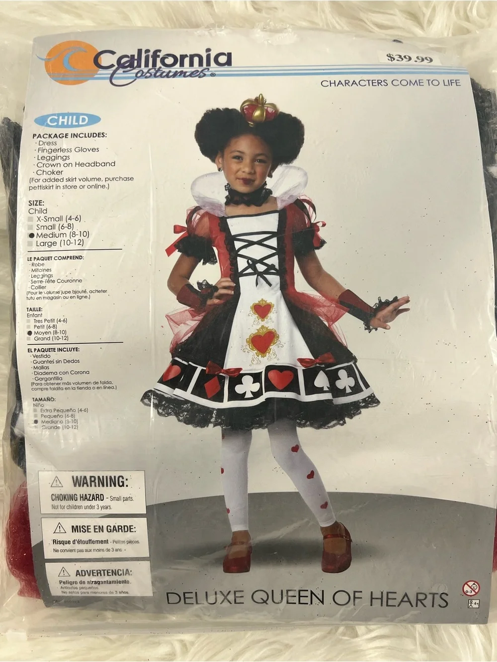 California Costumes Deluxe Queen of Hearts Kids Costume Red, Black, White M 8-10